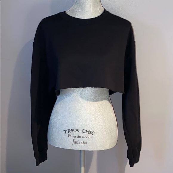 Nasty Gal Tops - Woman's Nasty Gal Soft Cropped Black Crewneck Sweatshirt Medium